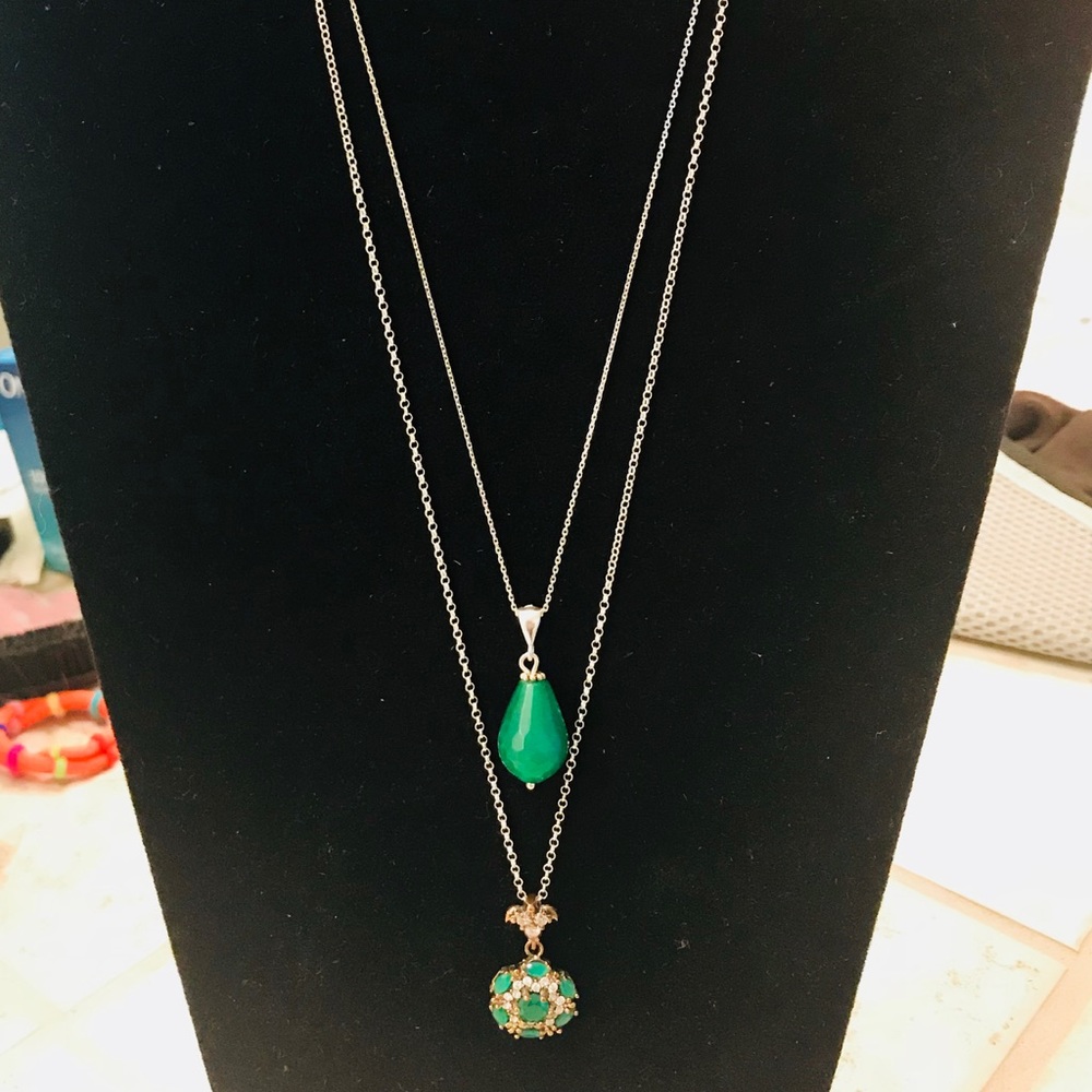 Sterling Silver Jade Stones and Cubic Zirconia - Picture 7 of 7